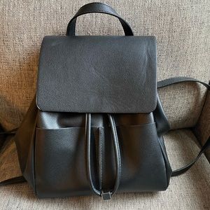Zara Basic Collection faux black leather backpack
